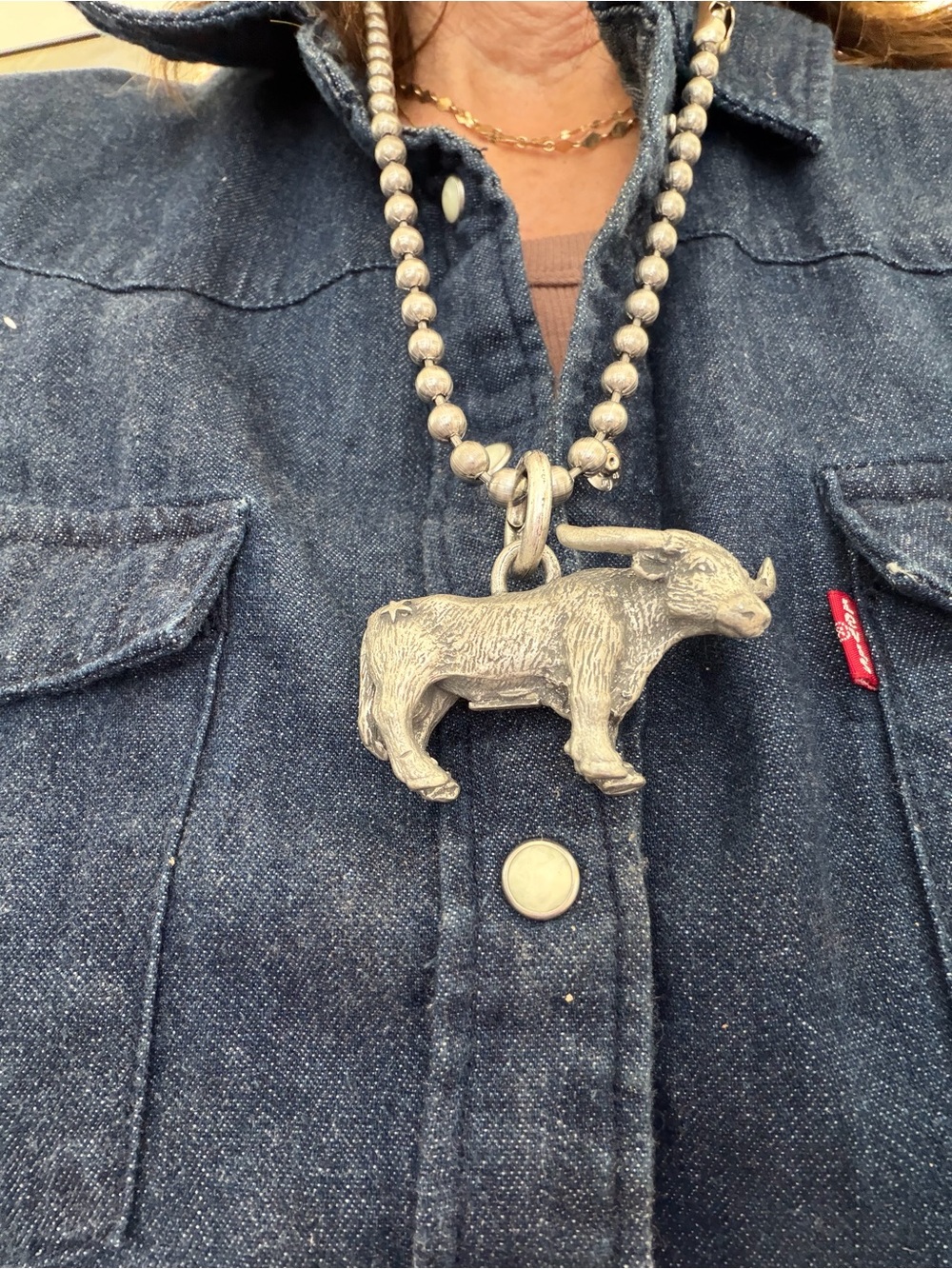 New Large Tres Melinda Pewter Amazing Unique Bull Pendant Necklace - Picture 4 of 5